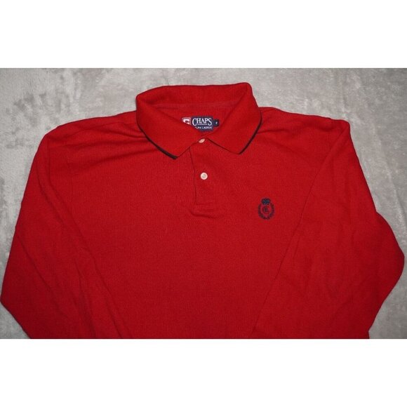 Vintage Chaps Ralph Lauren Long Sleeve Polo Shirt - Red -Preppy, Y2K, Streetwear - Picture 2 of 12